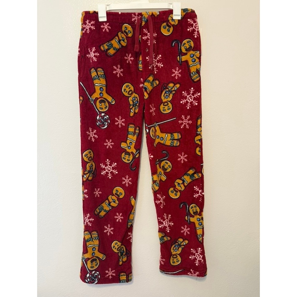 Shrek Gingy Gingerbread Man Red Fleece Pajama Pants Mens Large New